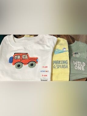 Garanimals Infant Boy 3 Pc Set Crew Neck Short Sleeve T-Shirt Bundle 3-6 Mon NWT